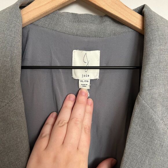 Joie Light Grey Long Open Front Blazer - Picture 3 of 9
